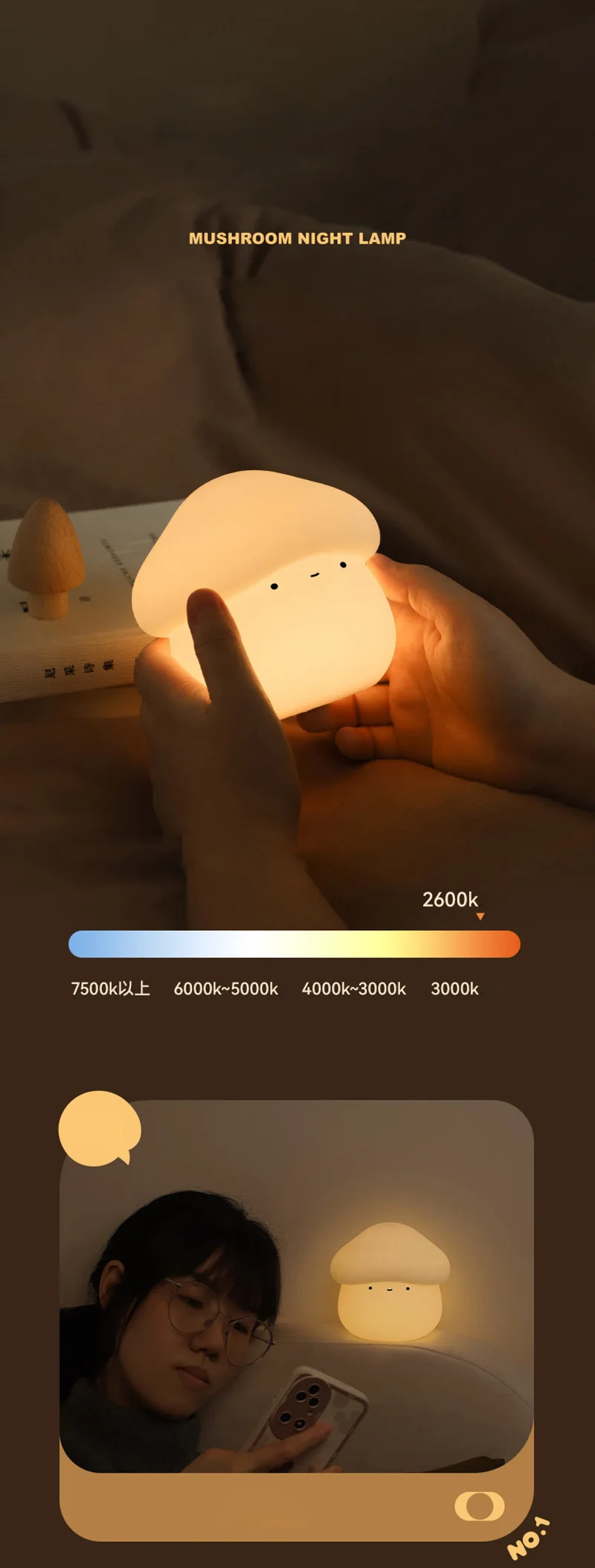 Night Lamp for Kids Mushroom Silicone Night Light Dimmable Timer USB Charging Light Room Decor Children Bedroom Dropshipping