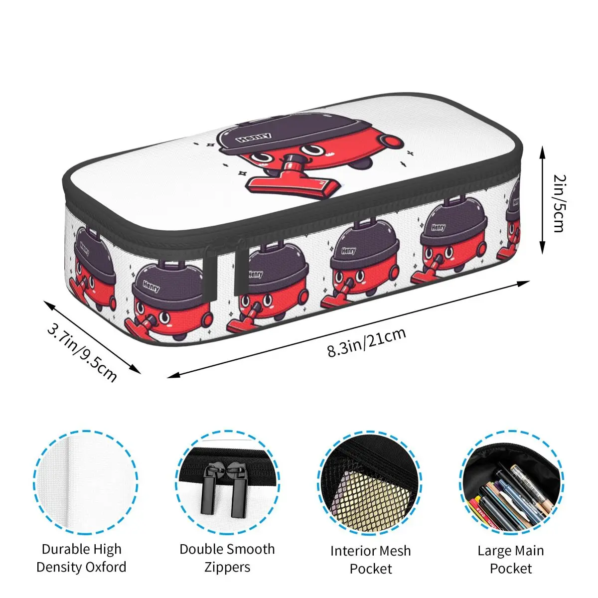 Henry The Hoover Estojo de lápis para meninos e meninas, presentes, caixa de caneta, bolsa de lápis, material de papelaria, porta-canetas