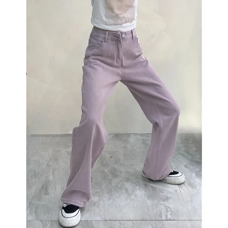 

Women's Jeans Purple High Waist Loose Street Baggy Casual Simplicity Wide Leg Pants Vintage Straight Y2K Summer Ladies Trousers