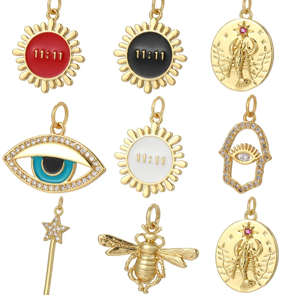 Sun Evil Blue Eye Charms for Jewelry Making Supplies Cute Bee Dijes Gold Color Diy Earrings Bracelet Necklace Excellent Quality