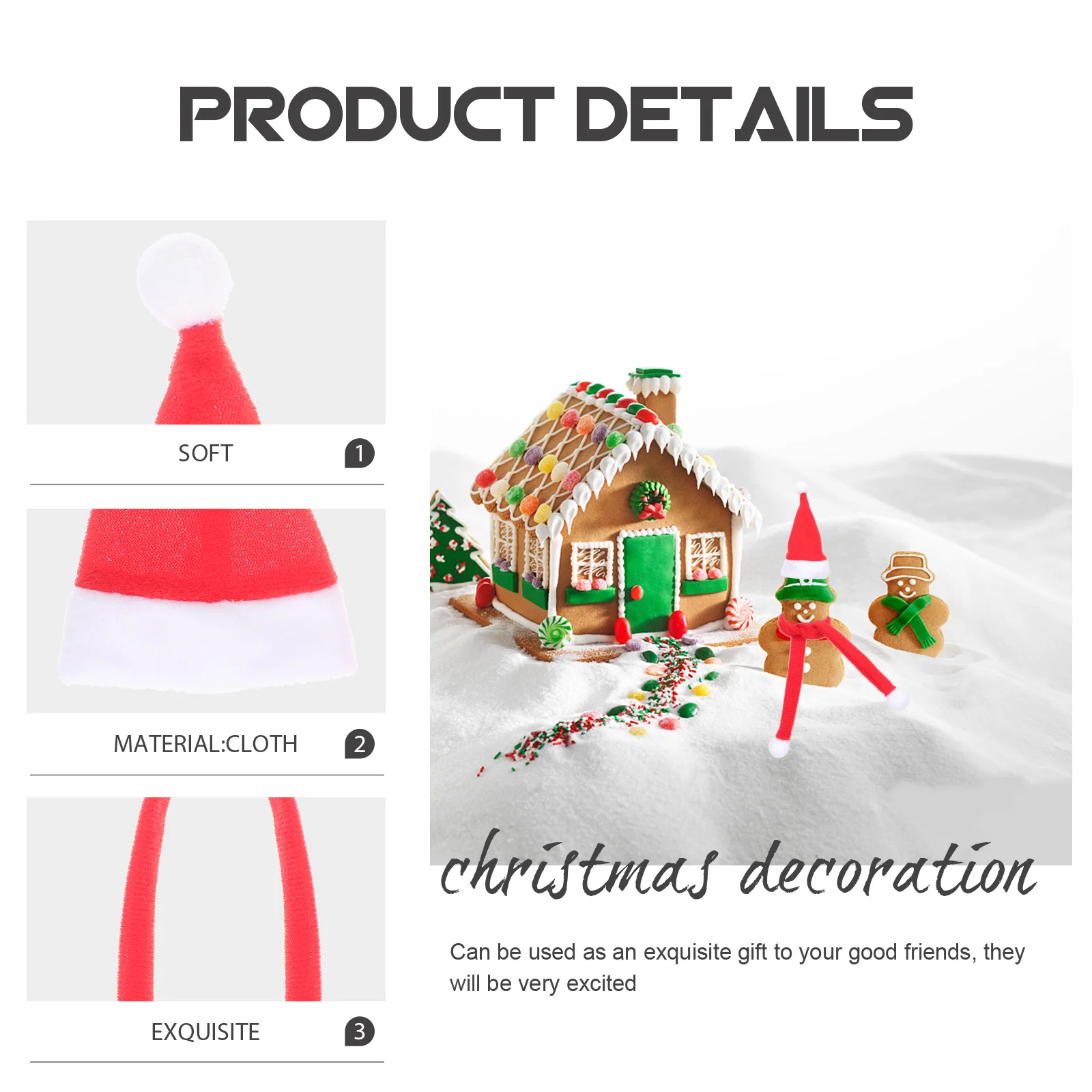 

1Set Christmas Hat and Scarf Set Beautiful Color Comfortable Touch Exquisite Gift for Friends Decorative Bottle Hats