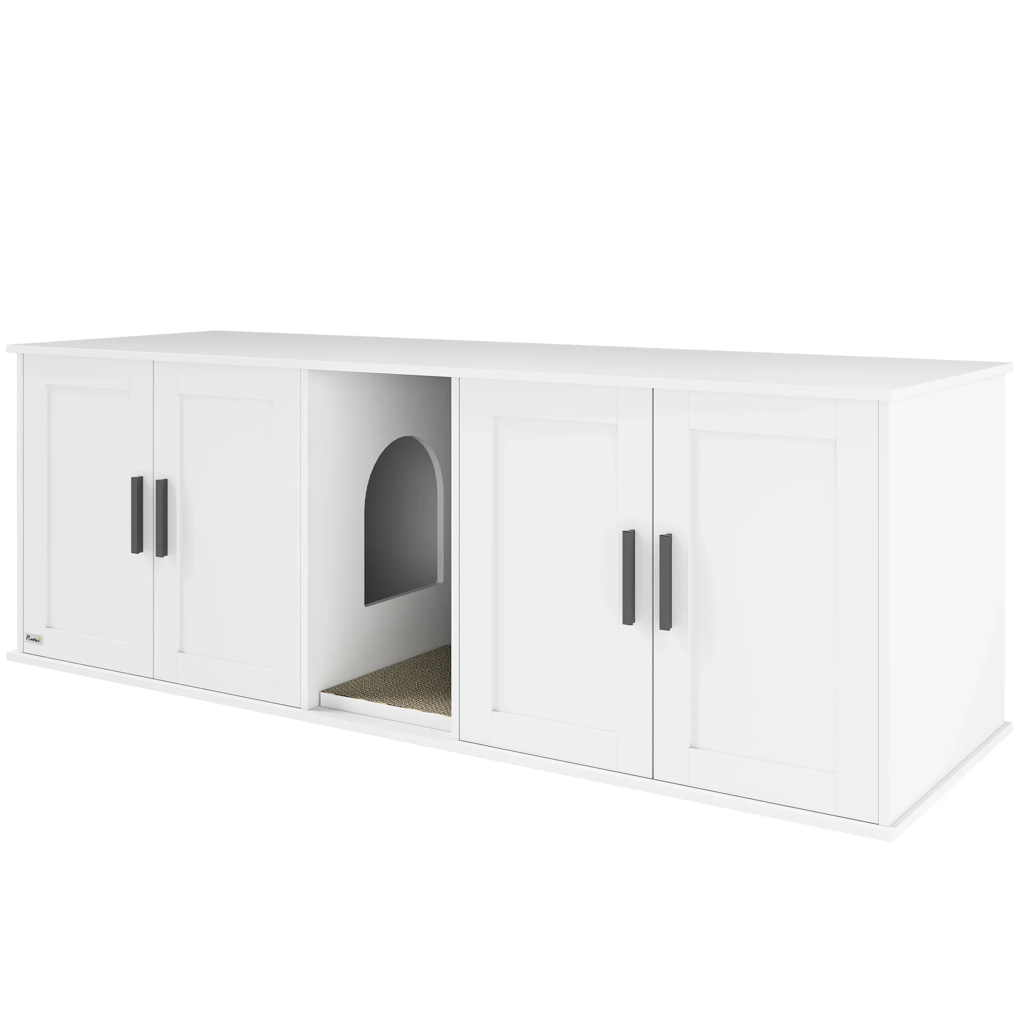 

Wooden Cat House Multifunctional design serves Two spacious cabinets hold litter boxes or cat beds for two cats large wooden