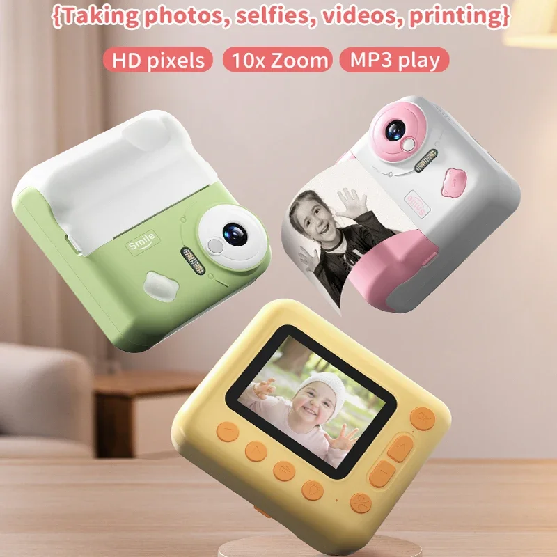 Fotocamera Istantanea Per Bambini 1080P Con Stampa Termica E Scheda 32GB – Regalo Educativo Per 3-12 Anni, Colore Rosa, Con Time-lapse