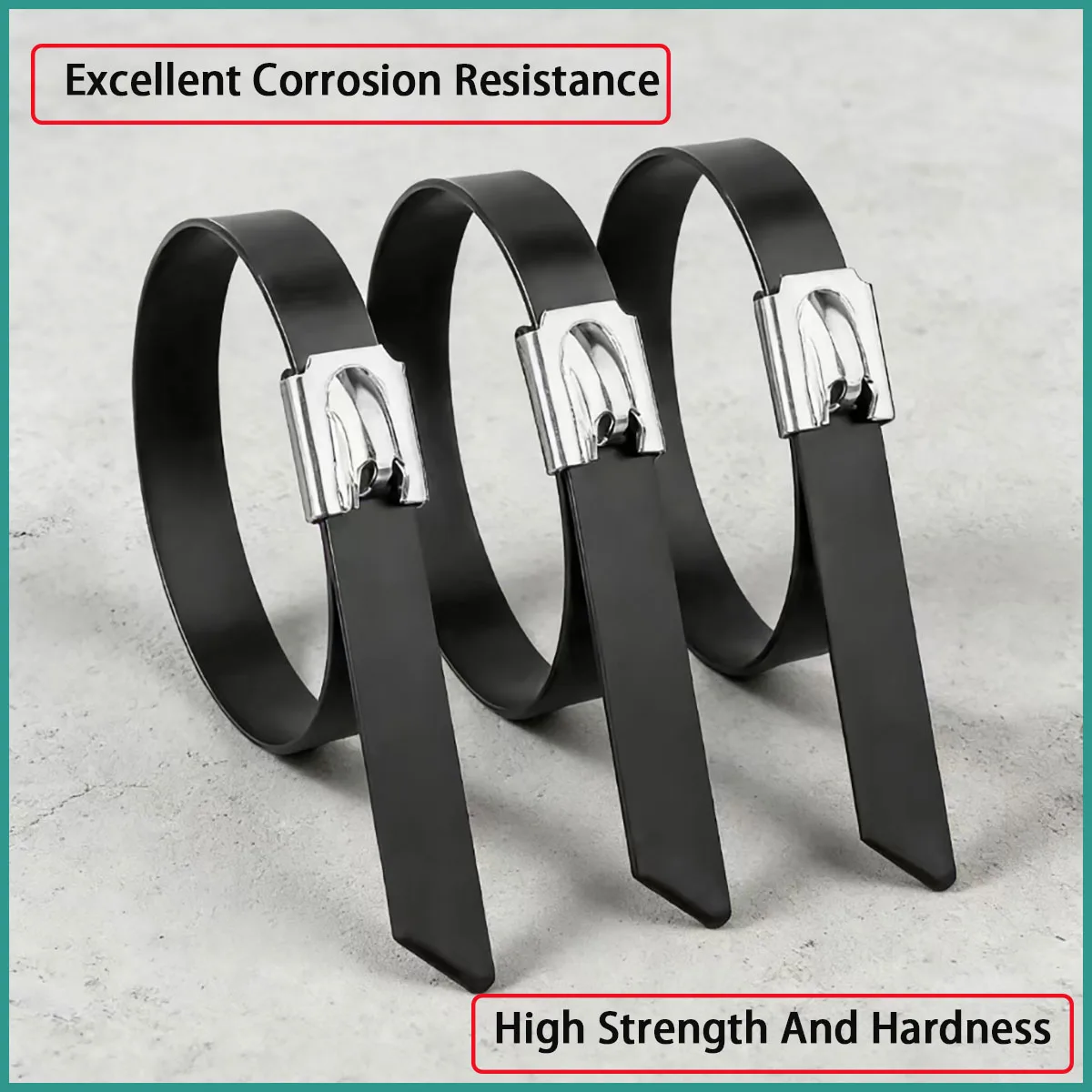 7.9mm wide  stainless steel spray coated cable tie suitable for fixed requirements in electrical, pipeline and other scenarios