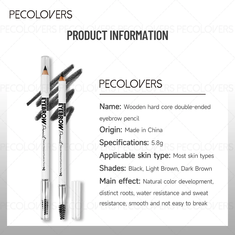قطعة واحدة مقاومة للماء والعرق، تصميم برأسين، حواجب محددة جيدًا، قلم حواجب متين، هدية عيد الميلاد #2