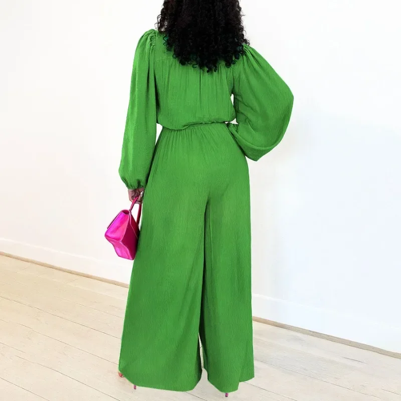 GUWU Tuta da donna monopetto a maniche lunghe con gamba larga 2025 Summer OL Beach Night Club Tutina da un pezzo