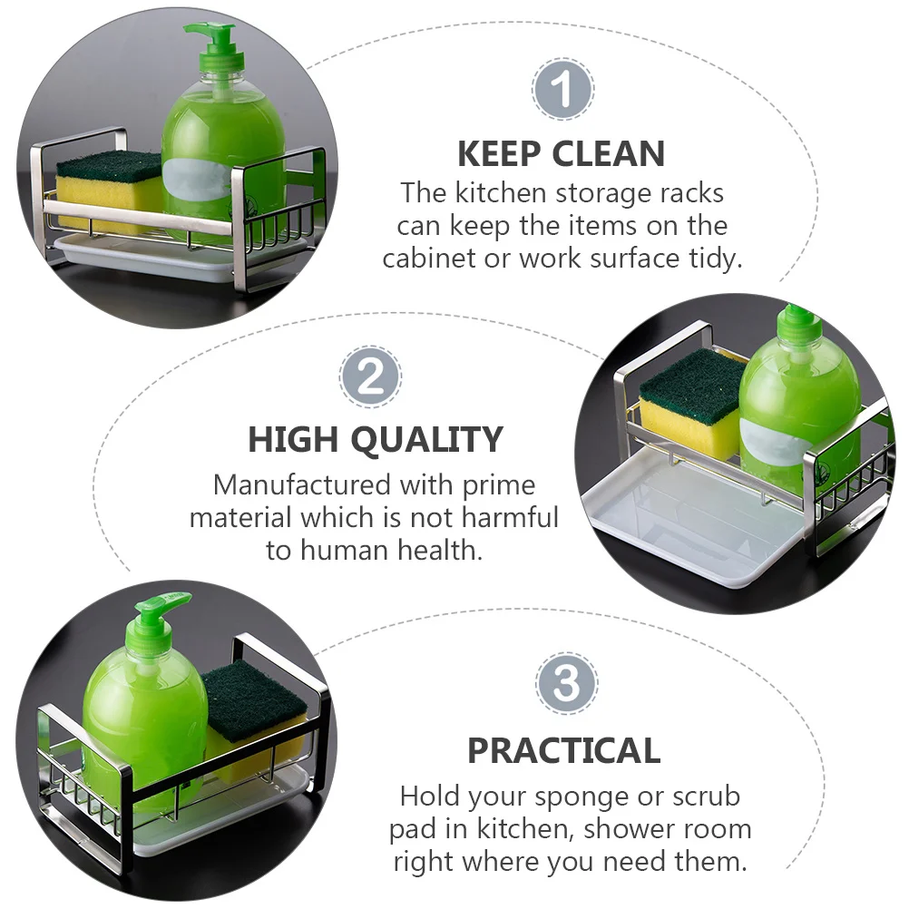 

1Pcs Kitchen Water Sink Storage Rack Practical Sponge Holder Drain Pan Removable Drip Tray Wear-Resistant Household Storage Rack