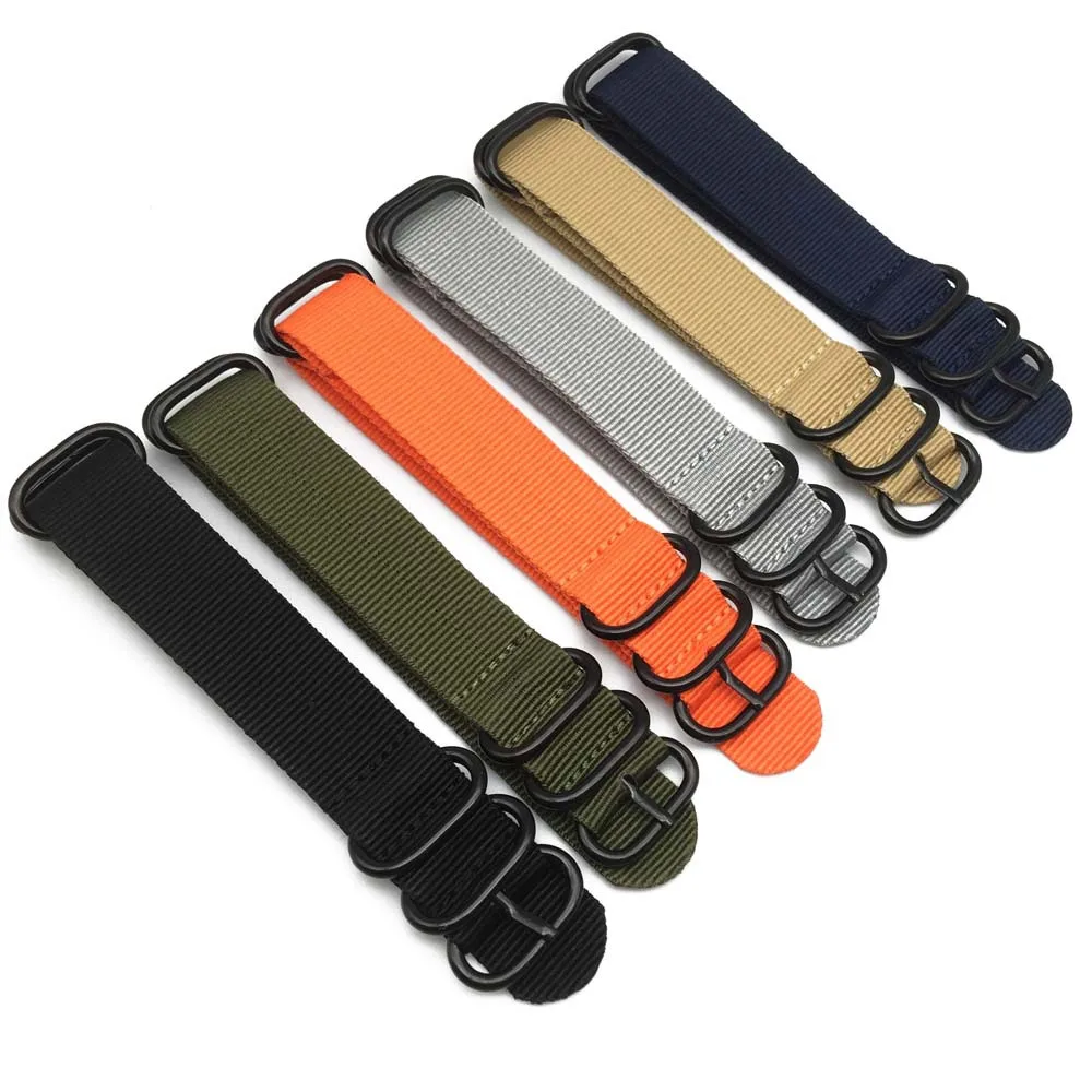 Nylon Watch Band 18mm 20mm 22mm 24mm Nato Strap Premium Army Sport Loop Dropshipping Military black buckle Belt bracelet