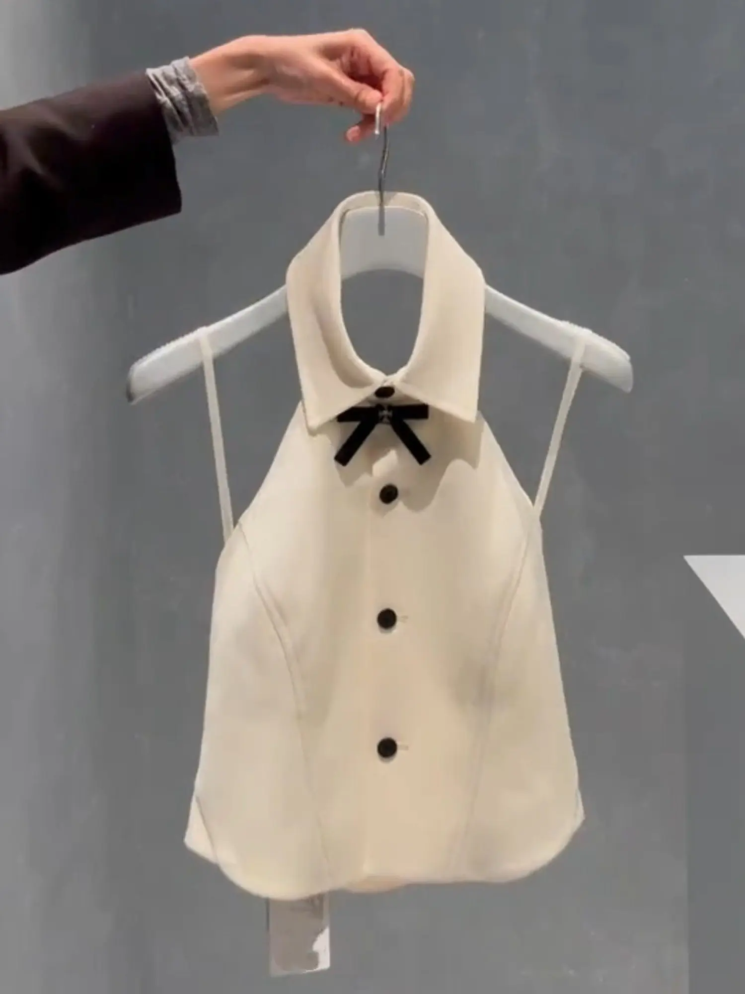 

Chic Knot Neck Vest High Waist Skirt Two Piece Set for Women Spring Fashionable Elegant Lady Style Outfit