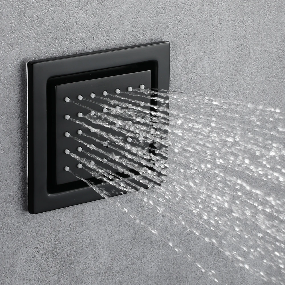 Imagem -05 - Boenn-matte Black Shower Grupo Misturador Termostático Incorporado Rain Led Shower Head Alta Pressão Torneiras de Banheiro Latão Funções m