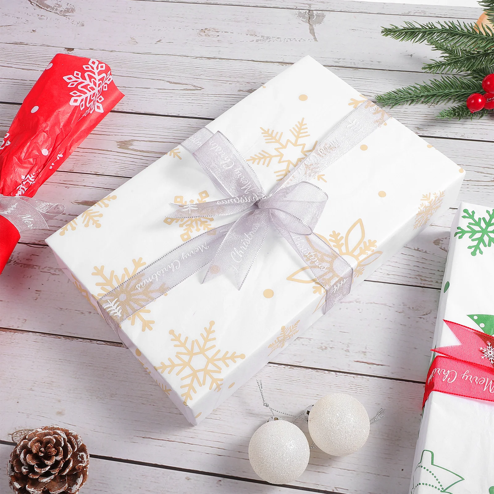 Floral Bouquet Wrapping Paper Flower Packaging Rope Assorted Kit Flat Chriatmas Xmas