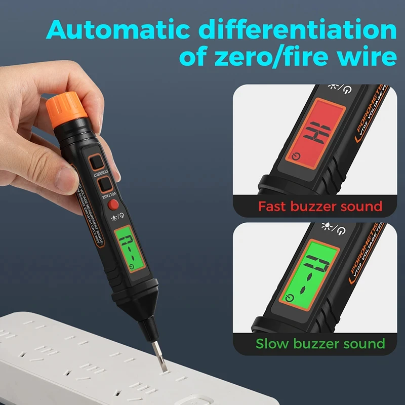 Non-Contact Digital AC Voltage Tester Pen 12V-300V AC Voltage Detector Live/Neutral Wire Test Breakpoint Finder Continuity Test