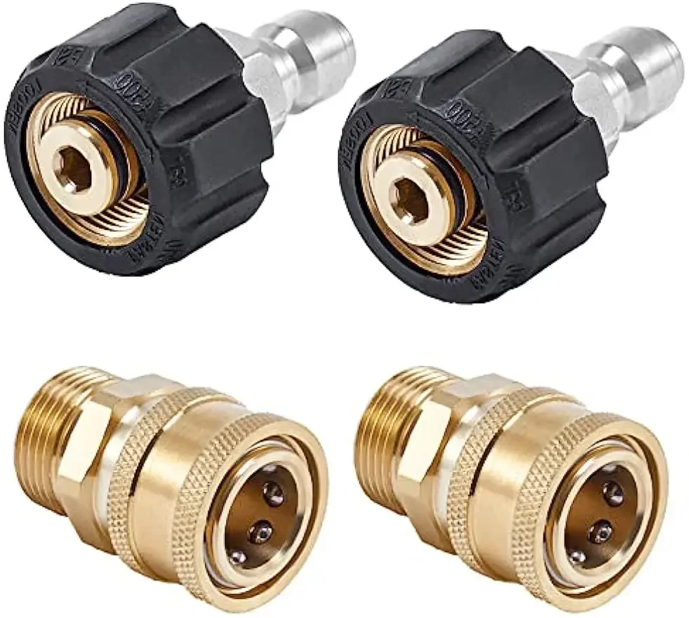 

4 Pieces Pressure Washer Quick Connect Fittings, M22 14mm to 3/8 Inch Quick Connect Pressure Washer Hose Adapter