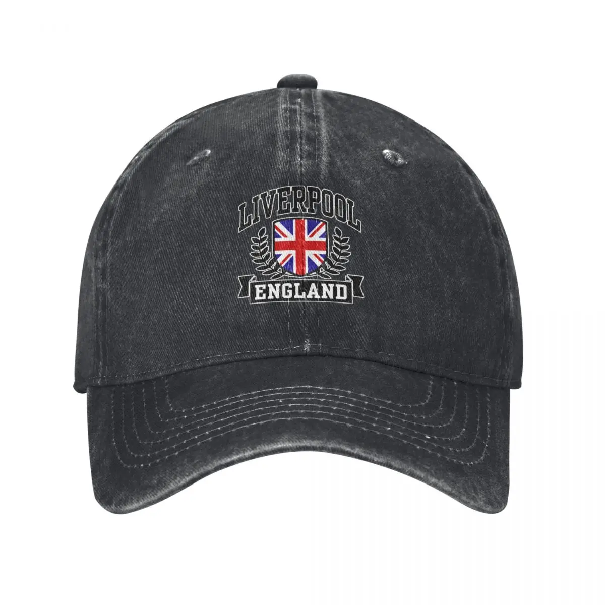 Liverpool UK Flag Unisex Retro Denim Washed Baseball Caps Female Cowboy Dad Hats Hip Hop Peaked Cap