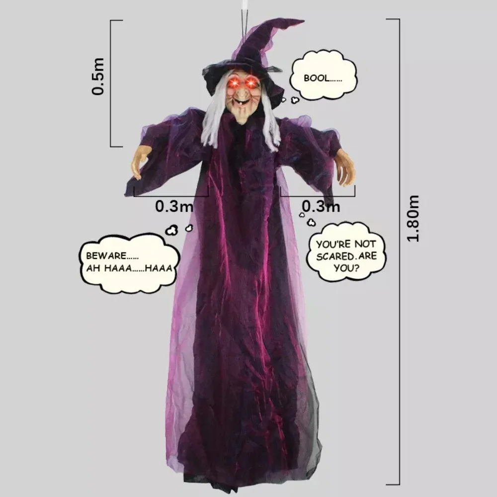Halloween Life Size Talking Witch Outdoor Sound Activation Spooky Animatronic Witch Decor Prop Halloween Decoration view 4