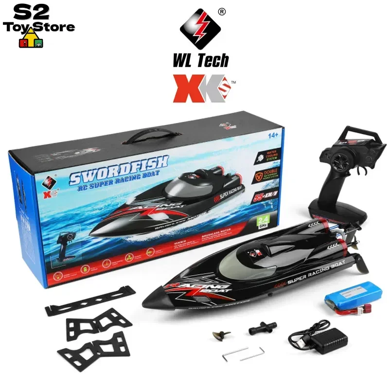 WL Tech WL916 RC Racing Boat Brushless Motor 55KM/H High Speed Electric Rechargeable Large RC Speedboat For Kids Water Sports