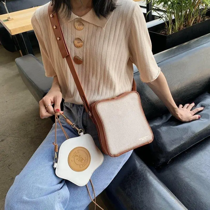 Bolso de un solo hombro para niña, cartera coreana con personalidad, creativa, para desayuno, huevos, moda, Primavera, 2023