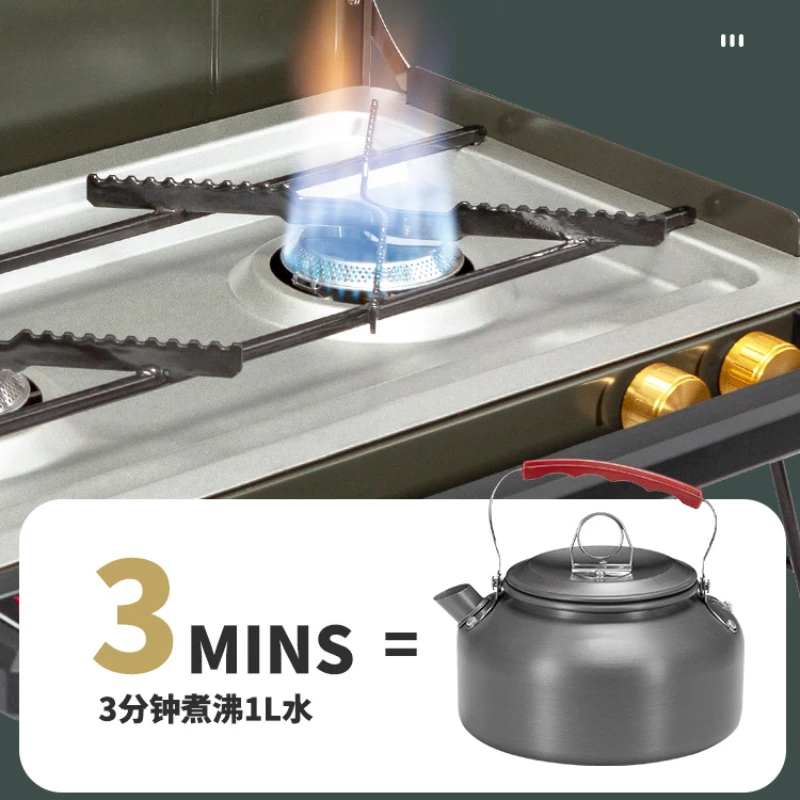 Portable Gas Stove Double Ended Gas Barbecue Stove Outdoor Picnic Camping Stoves Barbecue Cassette Camping Kitchen Equipment