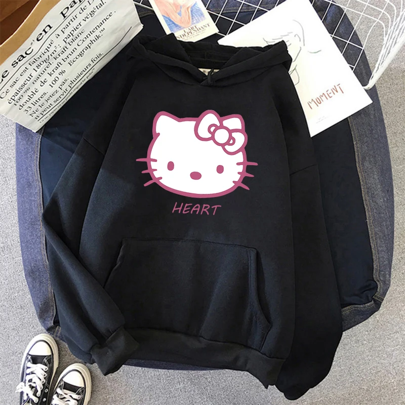 New Hoodie Streetwear Hoodies Hello Kitty Japanese Anime Sanrio Sweatshirt Clothing High Street Clothes Tops