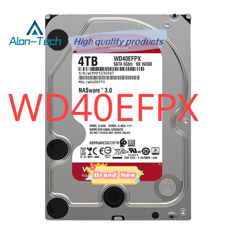 100% Brand New WD40EFPX for W-D Red Plus 4TB NAS Hard Disk Drive 5400 RPM Class SATA 6Gb/s 258MB Cache 3.5 Inch HDD