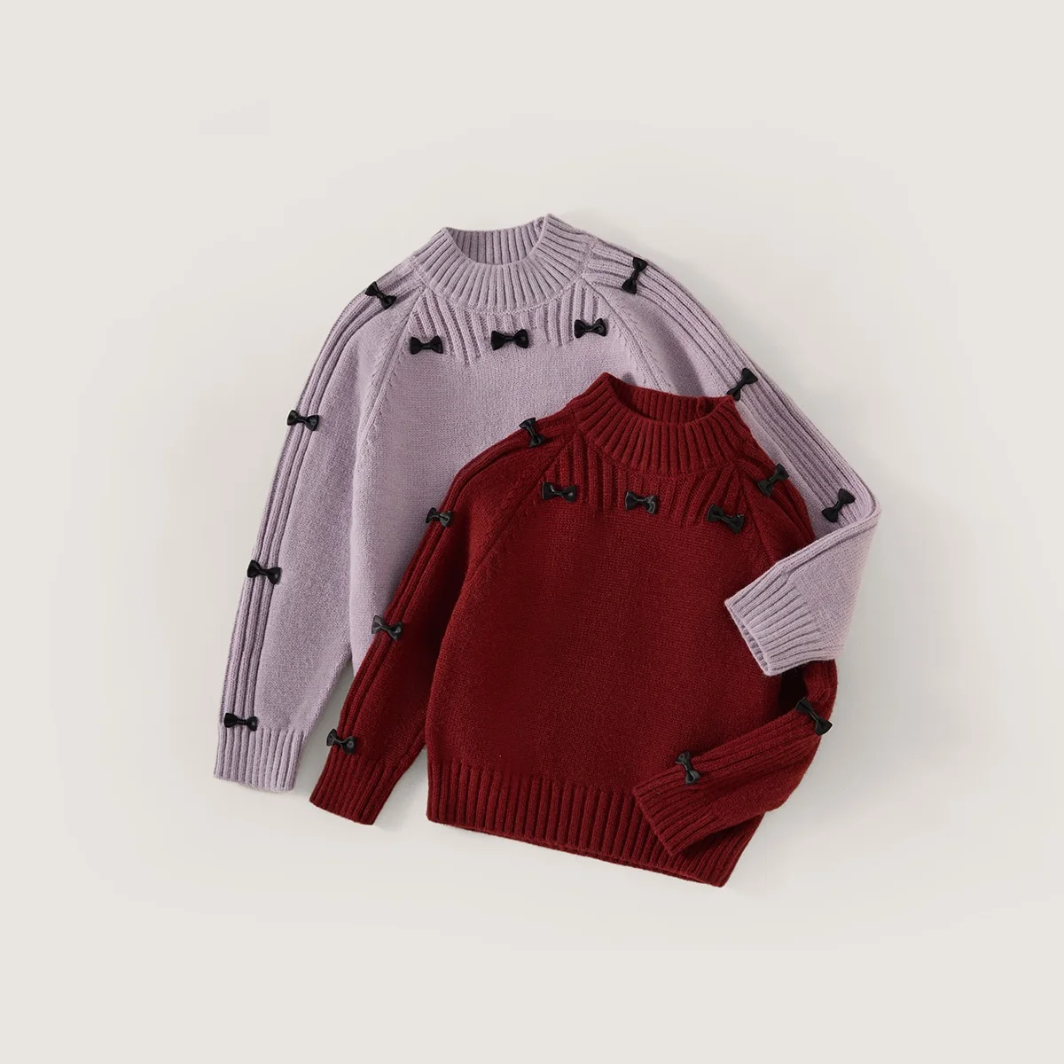 Autumn Winter Girls Knitwear Sweater Top for Kids 2-10 Years Fashionable Children's Clothing Warm Cozy Sizes 90-160 Bow
