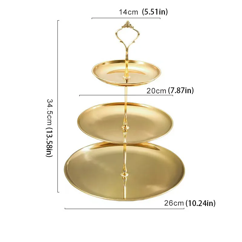 3 Tier Gold Cake Stand, Elegant Cupcake Tower for Wedding Birthday Party, Multi-tiered Display for Desserts Finger Food,
