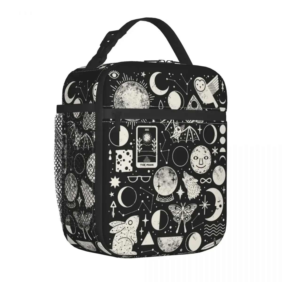 Lunar Pattern Lunch Bag For Children Eclipse Ouija Design Lunch Box Picnic Cooler Bag Portable Waterproof Thermal Tote Handbags