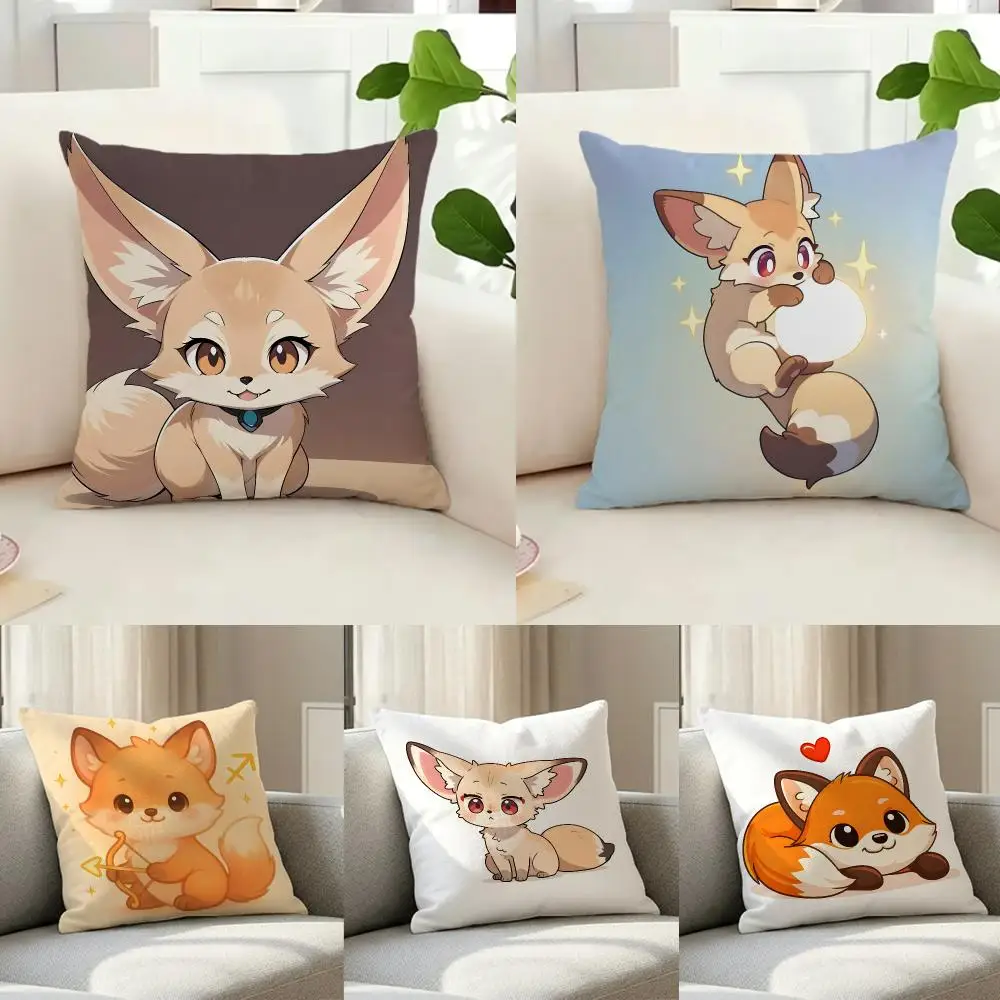 wildlife mammal F-Fennec Fox Cushion Cover Washable Faux Linen Cover Modern Lightweight for Living Room Sofa