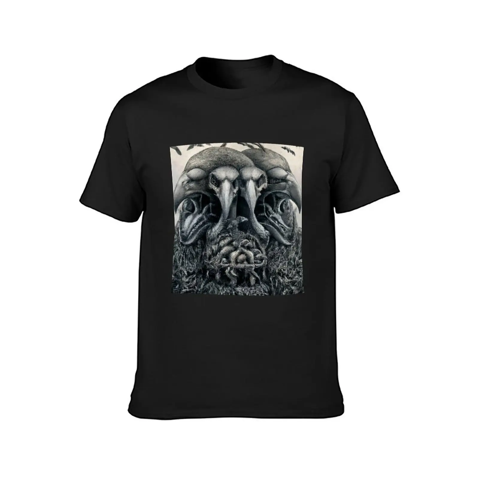 Four Crows on the gnarled dead tree T-Shirt plus size tops funnys black t-shirts for men