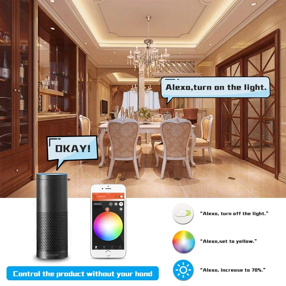 Zigbee3.0 Smart Gledopto Brightness Adjustable RGBCCT LED Bulb Home Lamp 4W Pro Work With APP Echo Alexa Voice RF Remote Control