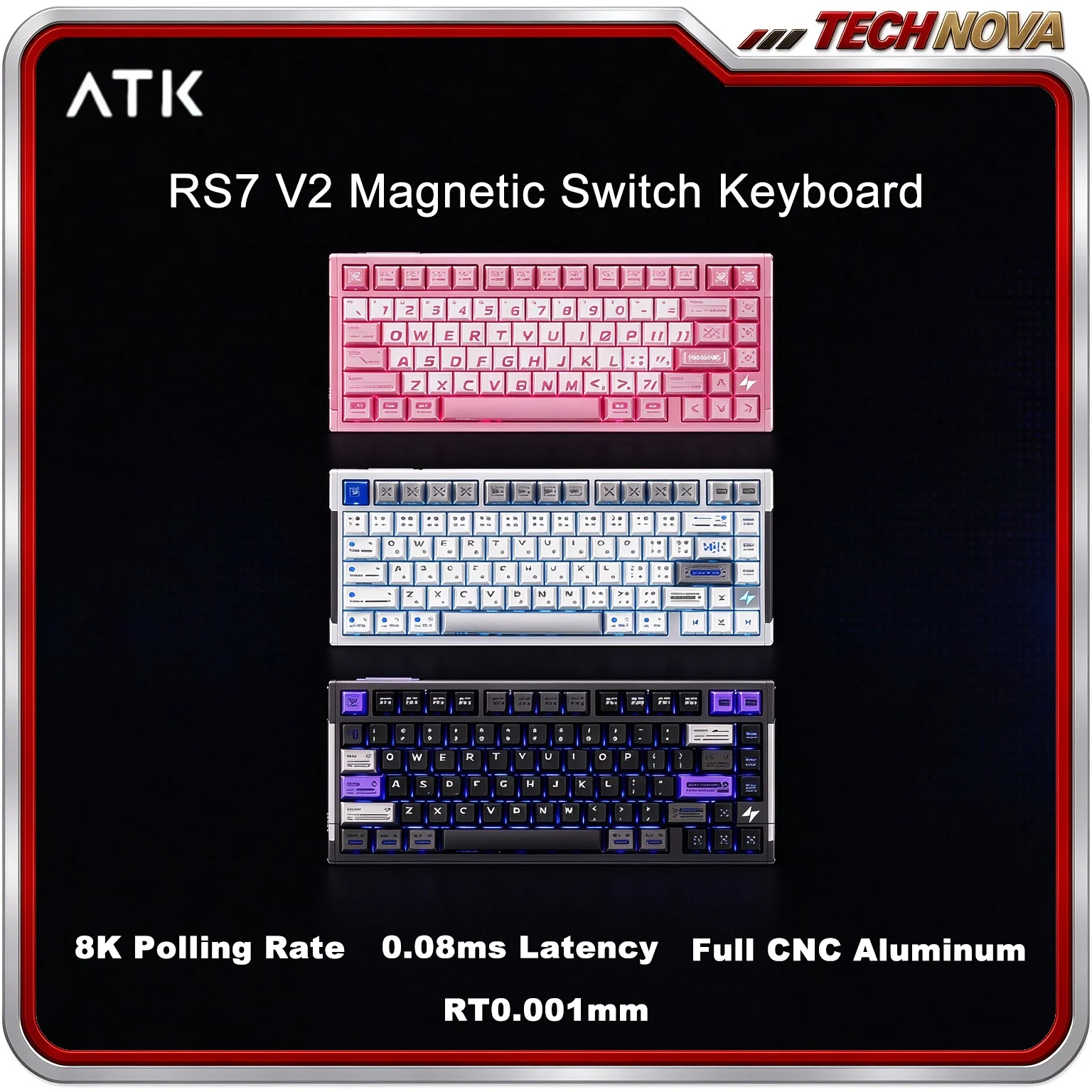 ATK RS7 V2 Magnetic Switch Keyboard Wired Mechanical Keyboards 8K Polling Rate RT0.001mm Gaming Keyboard Full CNC Aluminium