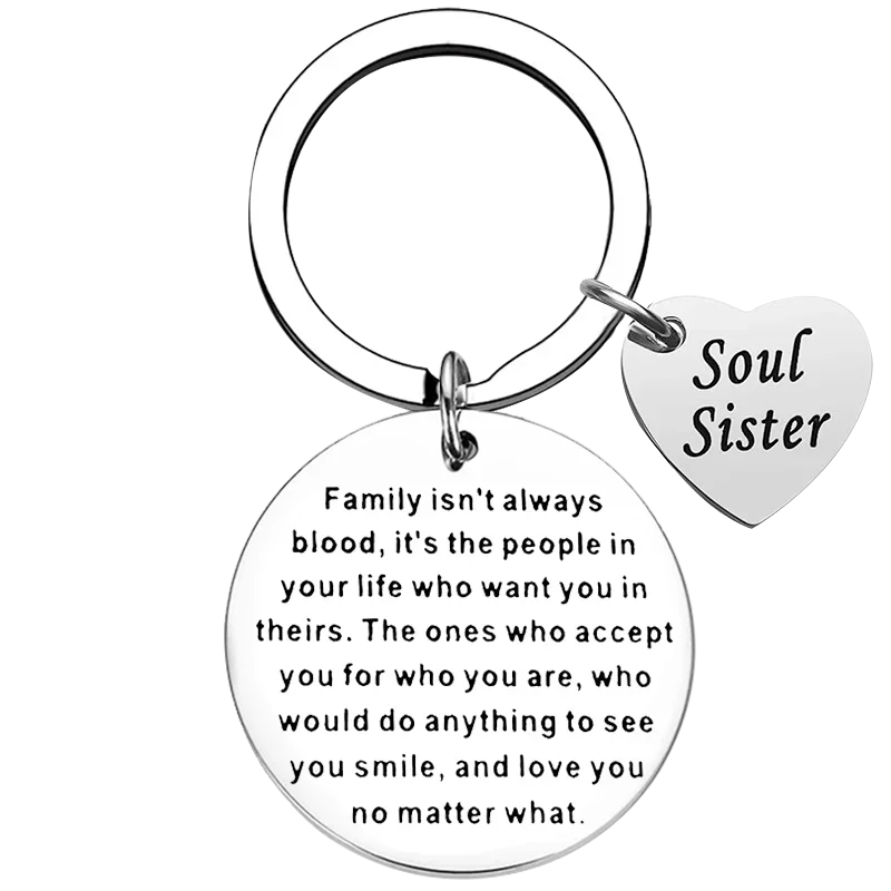 Cute Sister in Law Keychain Unbiological Sister Gift Key Chain Pendant Stepsister Christmas Birthday Gift