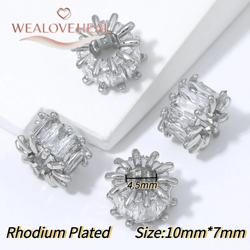 perlen für schmuckherstellung, schmuckherstellung zubehör, 18K vergoldete Messing-Hohlperlen, Olivenperlen-Abstandshalter, mit Zirkonia besetzte Trenner für Perlen, für DIY-Armband-Schmuckherstellungszubehör – Detail 33
