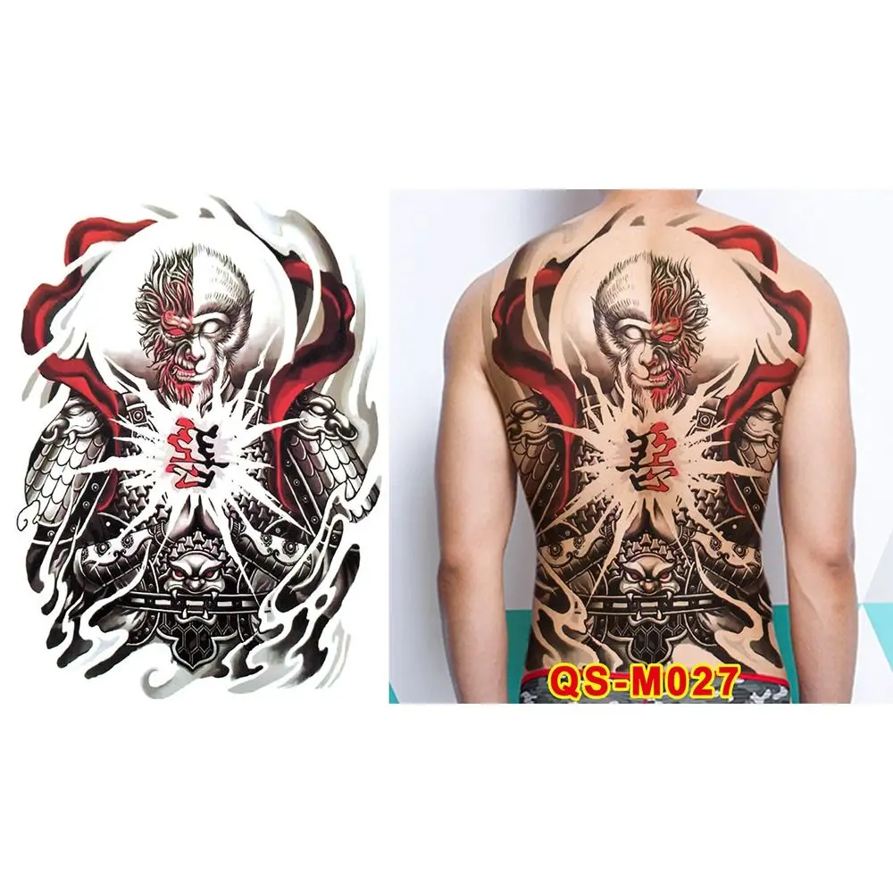 

Water Transfer Printing Full Back Tattoo Sticker Angel Wings Cross Guan Gong Full Back Tattoo Patch Buddha Pattern Sweatproof