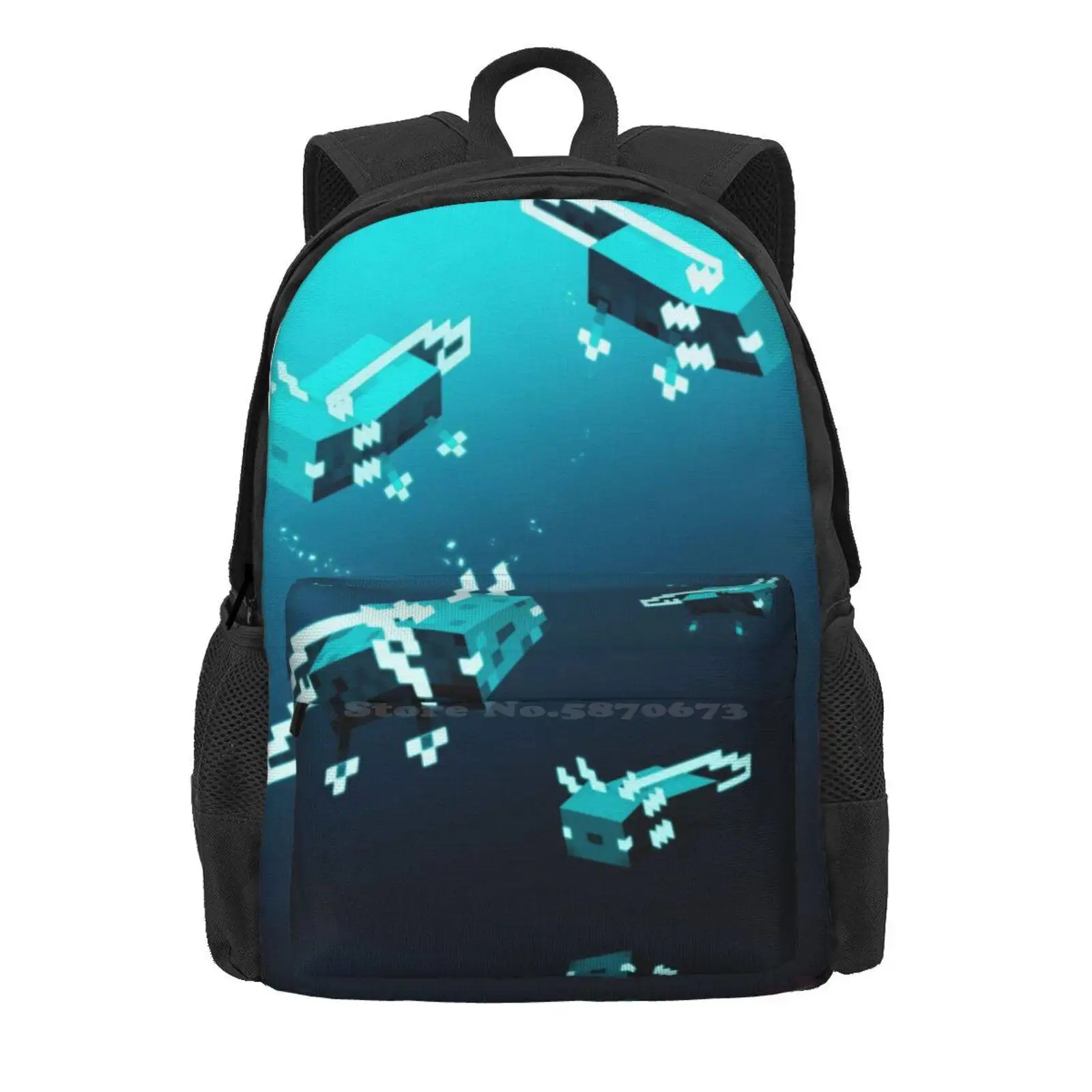 Glow Axolotl Gamer Backpack, Salamandra Kawaii, Travel Laptop Bag, Jogos de Escola, Glow Mobs, Moda, Bonito