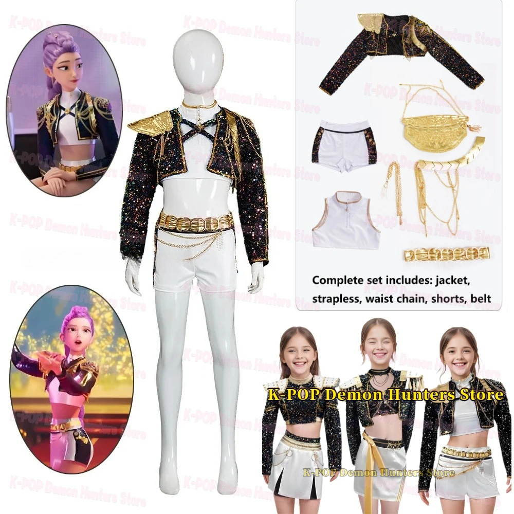 

Black Golden Rumi Zoey Mira Cosplay KPop Demon Hunters Cosplay Costume Wig Women Kids Girls Halloween Role Play Costume