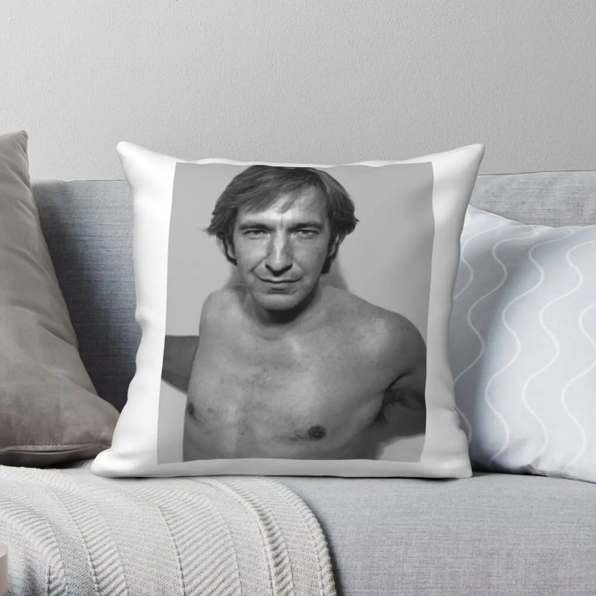 Alan Rickman Shirtless Square Pillowcase Polyester Linen Velvet Creative Zip Decor Bed Cushion Case