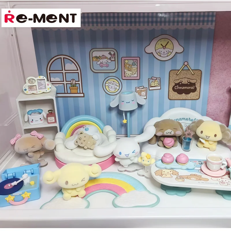 

Re-Ment Sanrio Cinnamoroll Flocked Blind Box Collectible Anime Figure Set Miniature Relaxing Living Room Scene Food Toy For Fans