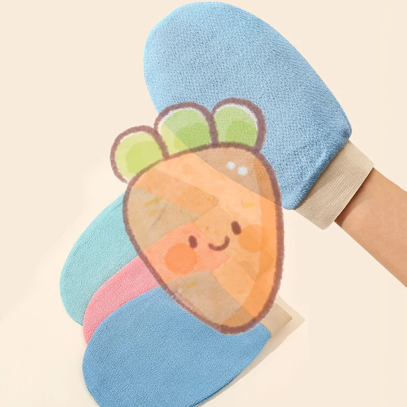 رقيقة مزدوجة الوجهين دش قفازات التدرج الملونة طبقة واحدة منشفة استحمام تنظيف الجسم التقشير تقشير فرك فرك قفازات