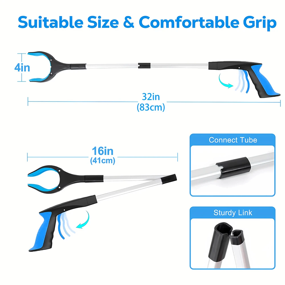 32inch Folding Reacher Grabber Tool with Magnetic Foldable Reacher Grabber Reacher Tool Pickup Tool with 360° Rotating Jaw