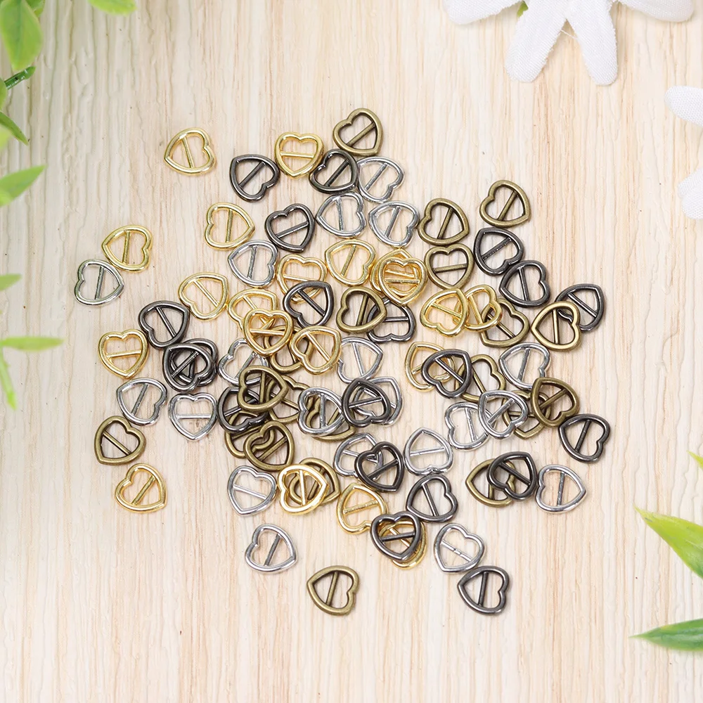 20/40Pcs 4mm Tri-glide Buckle Mini Ultra-small Heart Shaped Belt Buttons DIY Dolls Buckles Doll Bags Accessories Girls Toys