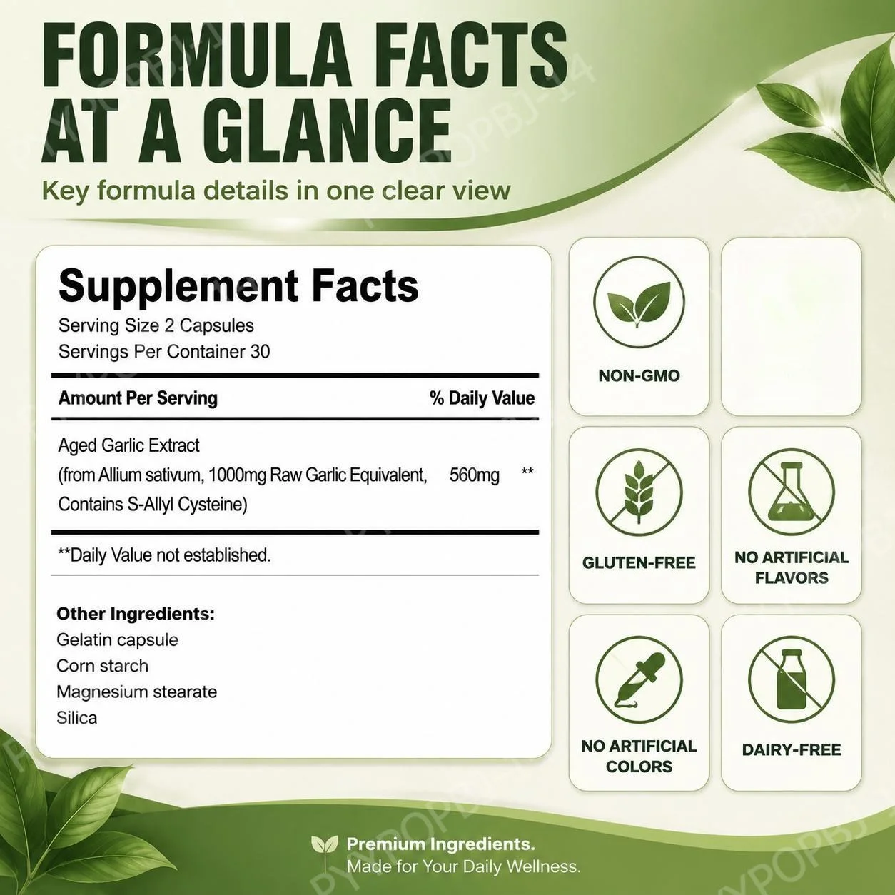 Googeer Premium Aged Garlic Formula Capsules with SAC S-Allyl Cysteine, Cardiovascular Support, Lipid Support 60 Capsules