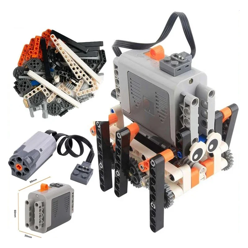 MOC-Robot biónico hexagonal 66844, juego de bloques de construcción, vástago para caminar, juguete educativo con Motor de potencia, juguetes de ladrillos MOC DIY