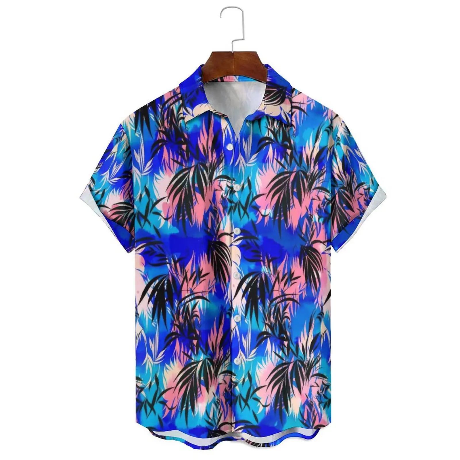 Summer Fashion Men's/Women's Dopamine Loose Oil Painting Style Print Eye-Catching Retro Casual Lapel Short-Sleeved Shirt