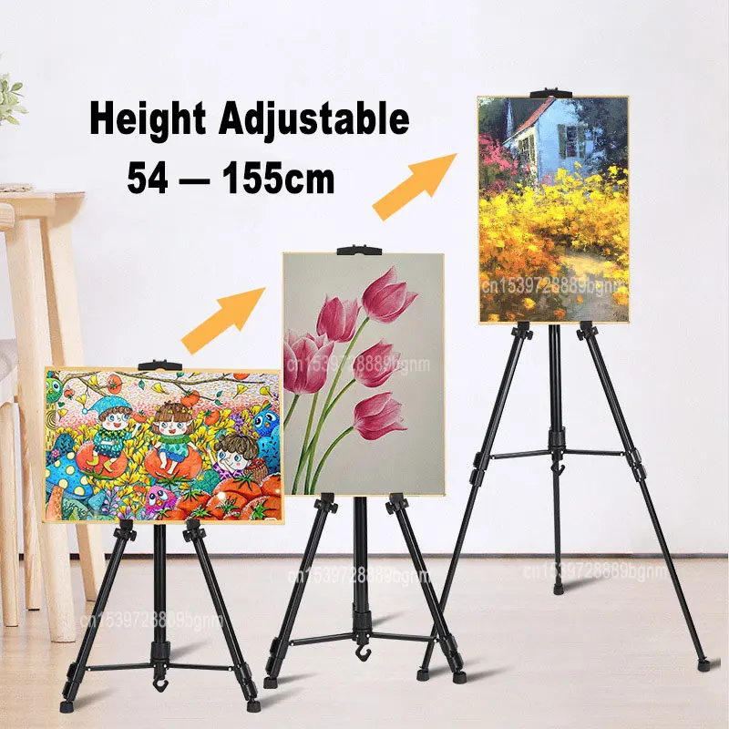 حامل رسم معدني قابل للطي للسفر في الهواء الطلق رف عرض ثلاثي القوائم مع حقيبة للفنان رسم فني هدية للطلاب