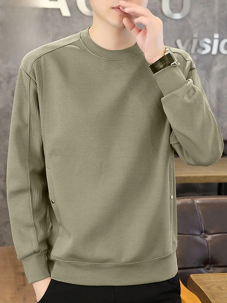 

Мужской свитшот с круглым вырезом, весна 2026, свободный крой, с длинным рукавом, базовый слой, повседневный, комфортный, из смесового хлопка и полиэстера