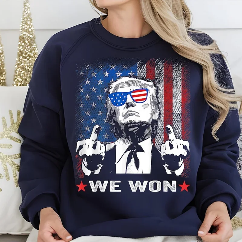 Trump We Won Sweatshirt, Trump 47th President, Trump Won the Election, Trump Merchandising Maga Puller,Hip Hop Street Wear