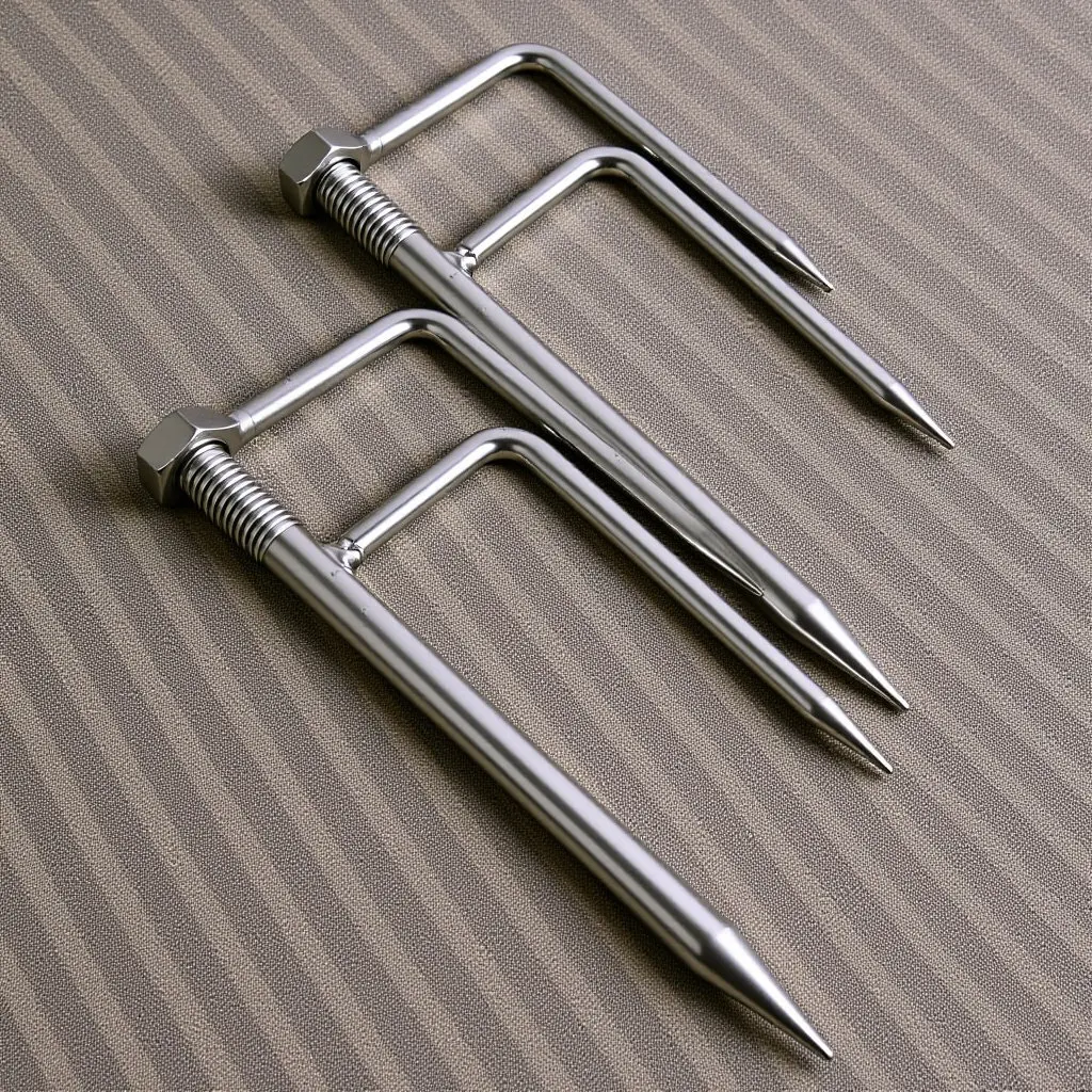 2Pcs Umbrella Ground Spike Sunshade Holder Stable Three-Prong Design Outdoor Fishing Beach Sand Anchor Portable Umbrella Base
