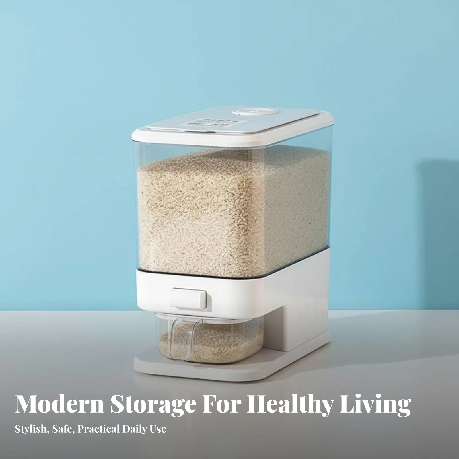 

Контейнер для хранения риса с герметичной крышкой, влагостойкий диспенсер для сухих продуктов с кнопочным механизмом