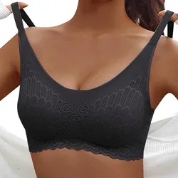 Top High Quality Lace Ladies Underwear Sexy and Comfortable No Steel Rings Fixed Cups Gathered Small Large Size Bra Thin Section